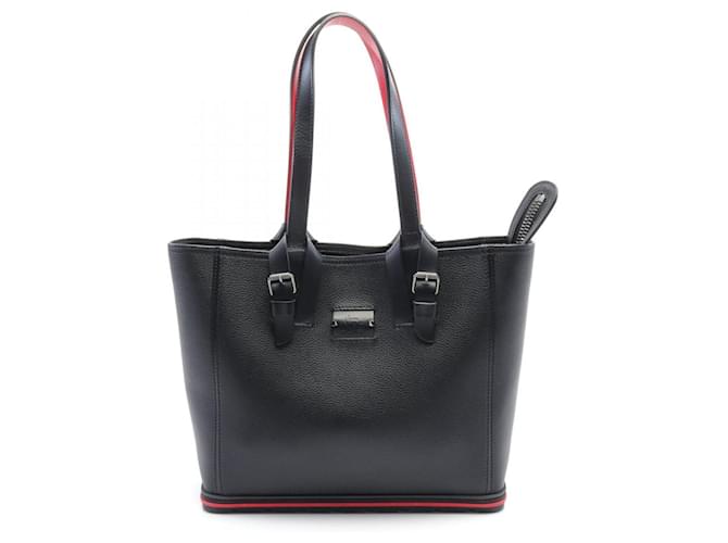 Christian Louboutin KABIKER Small Tote Bag Black Red Leather Rubber  ref.1525410