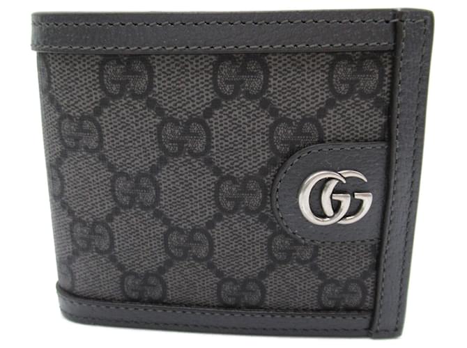 Carteira dobrável Gucci em lona GG Supreme Marrom Preto  ref.1525417