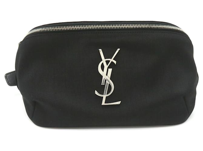 Bolso de cinturón monograma clásico Saint Laurent Negro Cuero Lienzo  ref.1525421