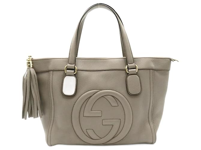 Bolsa Tote Gucci Soho Marrom Cinza Couro  ref.1525422