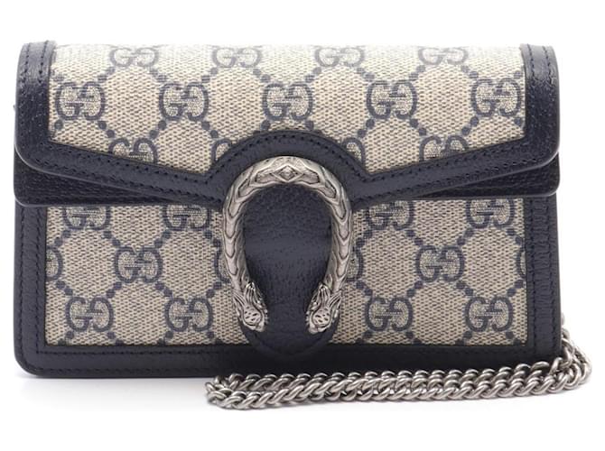 Bolsa de Ombro Gucci Dionysus GG Supreme Bege Azul marinho Couro Lona  ref.1525436