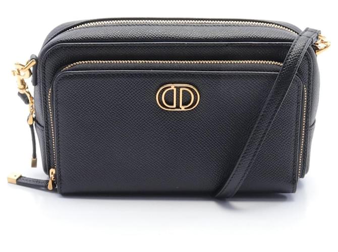 Bolsa de Ombro CARO Double Pouch da Christian Dior Preto Couro  ref.1525440