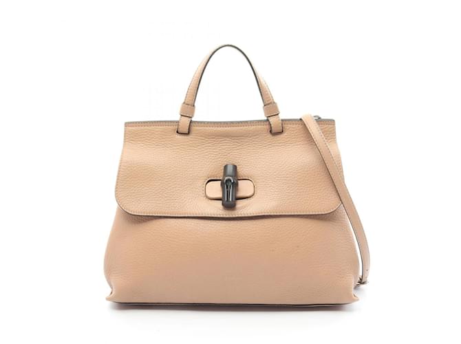 Gucci Bamboo Daily Medium Handbag Beige Leather  ref.1525457