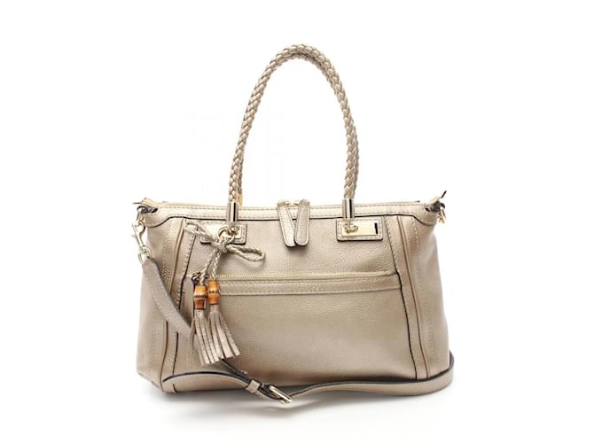 Sac tote Bella Bamboo de Gucci Cuir Beige  ref.1525461