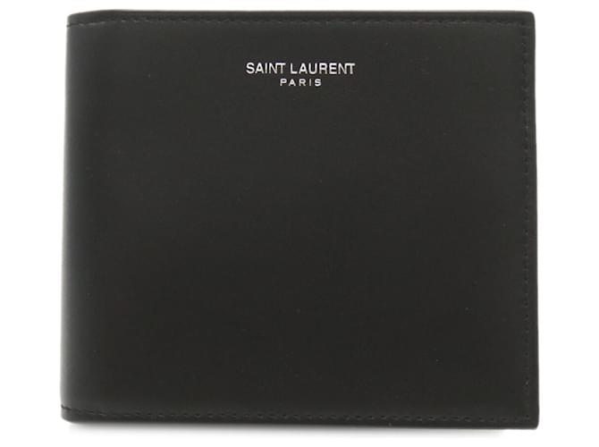 Billetera de cuero plegable Saint Laurent Negro  ref.1525464