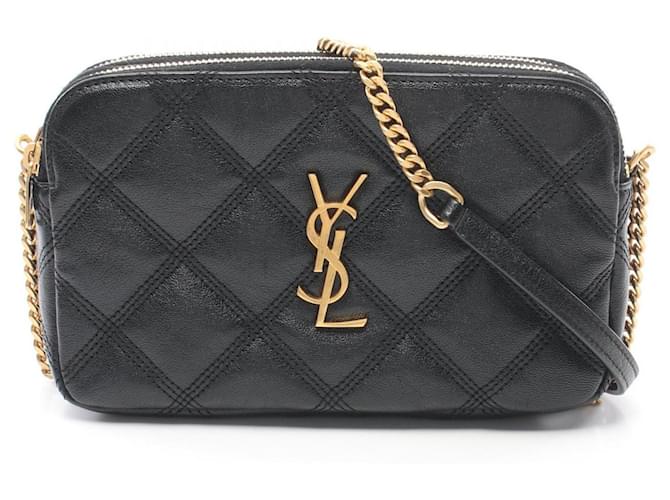 Bolso de Hombro Becky de Saint Laurent Negro Cuero  ref.1525476