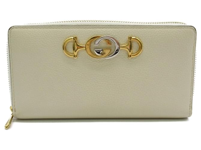 Cartera larga de cuero marfil Gucci Crudo  ref.1525480