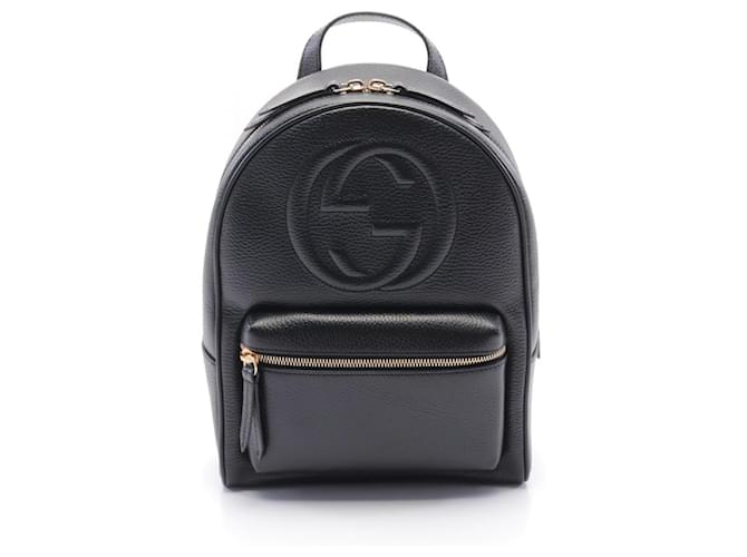 Mochila Gucci Soho Interlocking G Negro Cuero  ref.1525486