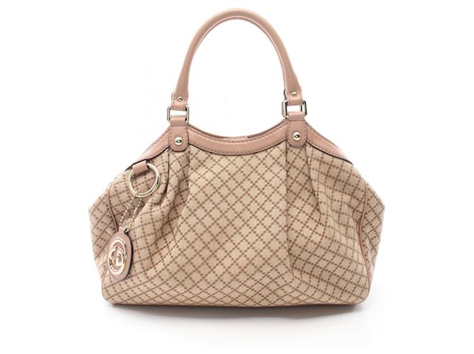 Gucci Sukey Handbag Pink Beige Leather Cloth  ref.1525489