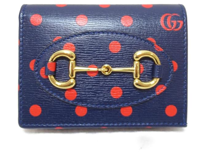 Portefeuille bi-fold en cuir bleu marine Gucci  ref.1525509