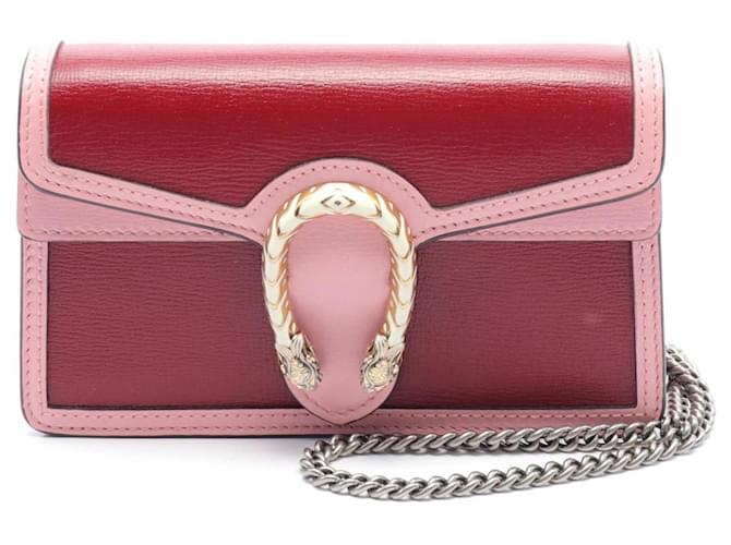 GUCCI Dionysus Super Shoulder Bag Pink Red Leather  ref.1525516