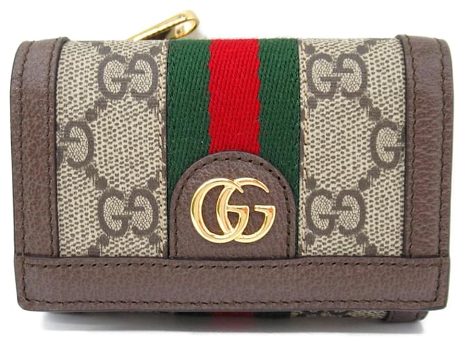 Carteira dobrável Gucci em couro bege Lona  ref.1525518