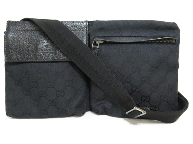 Gucci Black Canvas Waist Pouch Bag Cloth  ref.1525524