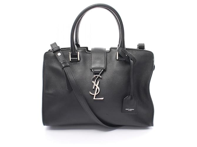 Bolsa de mão Baby Cabas Saint Laurent Preto Couro  ref.1525531