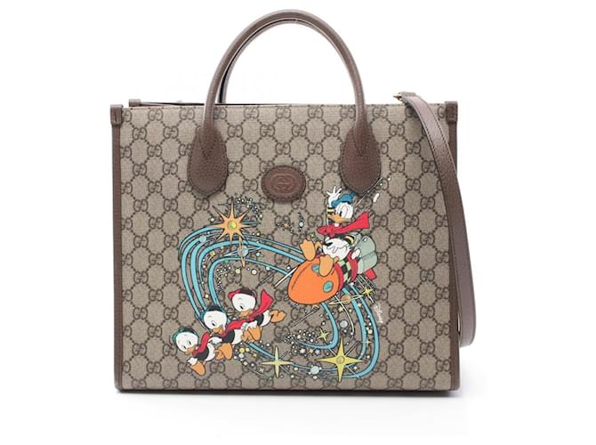 Gucci x Disney Donald Duck GG Supreme Tote Bag Multiple colors Beige Leather Cloth  ref.1525532