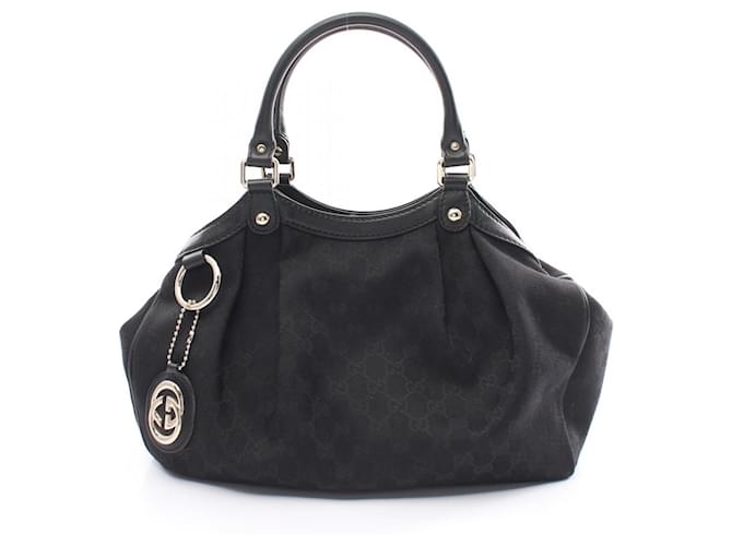 Gucci Sukey GG Canvas Handbag Black Leather Cloth  ref.1525536