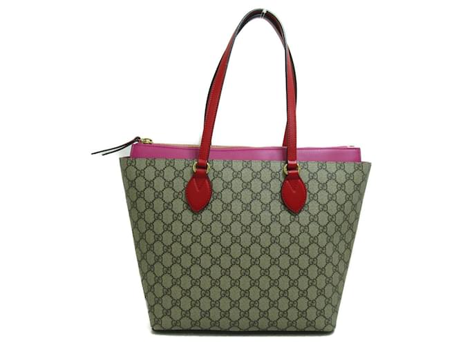 Gucci GG Supreme Tote Bag Pink Rot Beige Leinwand  ref.1525539