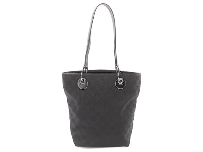 Bolso tote de lona GG de Gucci Negro Cuero Lienzo  ref.1525540