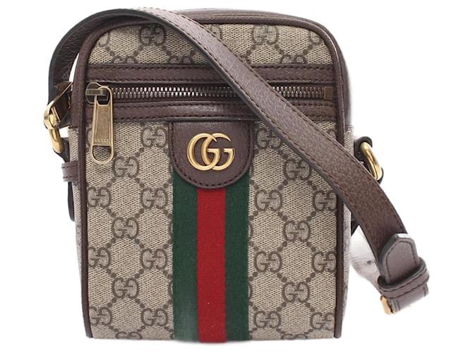 Gucci Ophidia Sherry Line GG Supreme Shoulder Bag Brown Beige Leather Cloth  ref.1525541