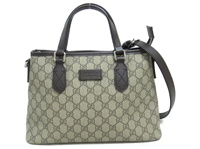 Sac à main Gucci GG Supreme 2Way Toile Beige Marron foncé  ref.1525557