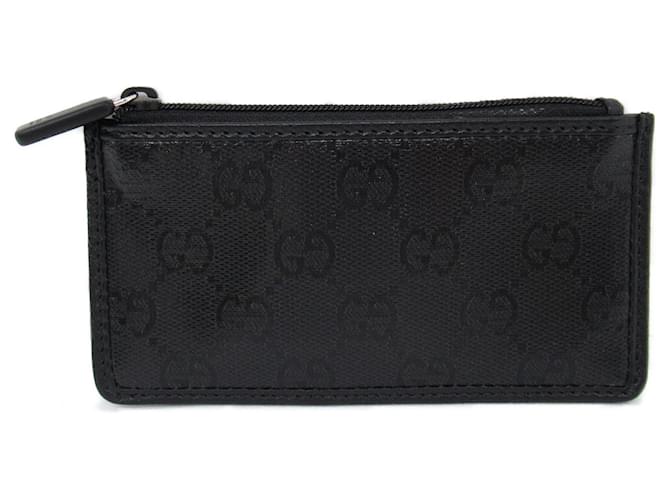 Porte-cartes en cuir noir Gucci Toile  ref.1525573