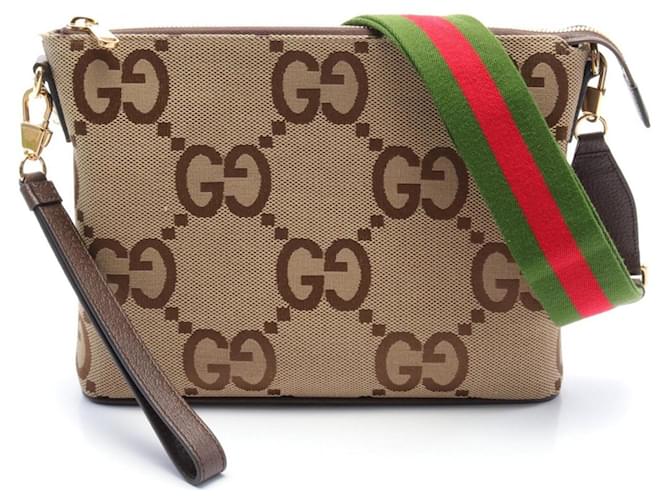 Borsa Gucci Jumbo GG Marrone Beige Pelle Tela  ref.1525575