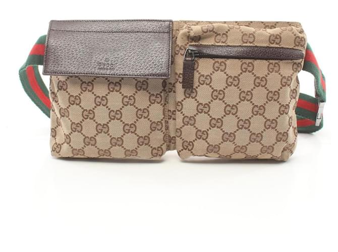 Bolso de cintura Gucci GG Canvas Castaño Beige Cuero Lienzo  ref.1525577