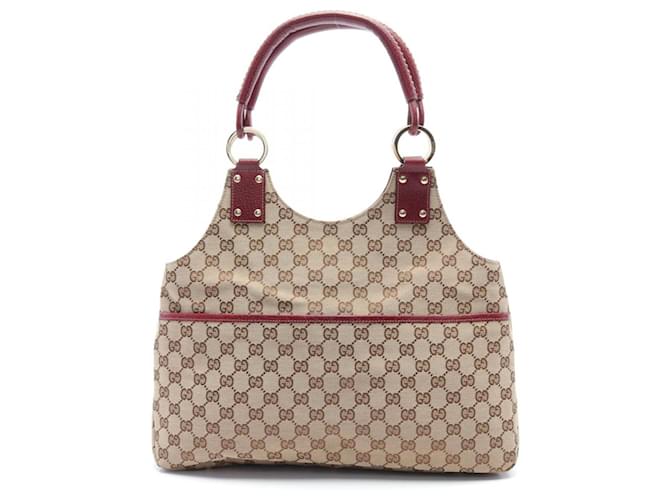 Sac à épaule Gucci GG Canvas Cuir Toile Beige Bordeaux  ref.1525579