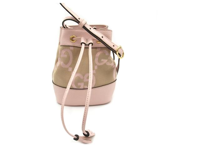 Sac à épaule Gucci Jumbo GG Cuir Toile Rose Beige  ref.1525585