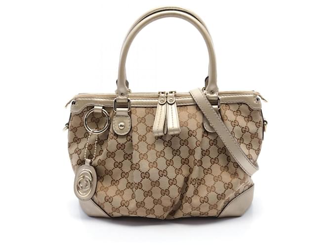 Sac à main Gucci Sukey Cuir Toile Doré  ref.1525594