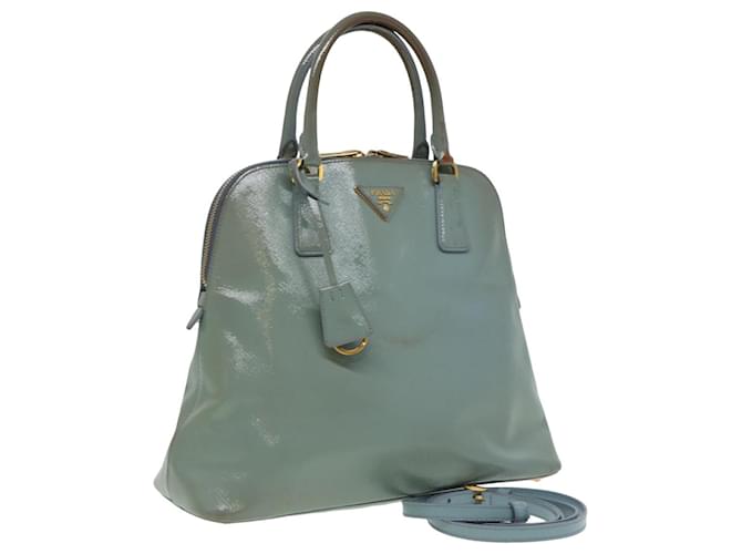 Saffiano PRADA Sac à main en cuir Safiano 2 voies Bleu Auth 80864  ref.1525600