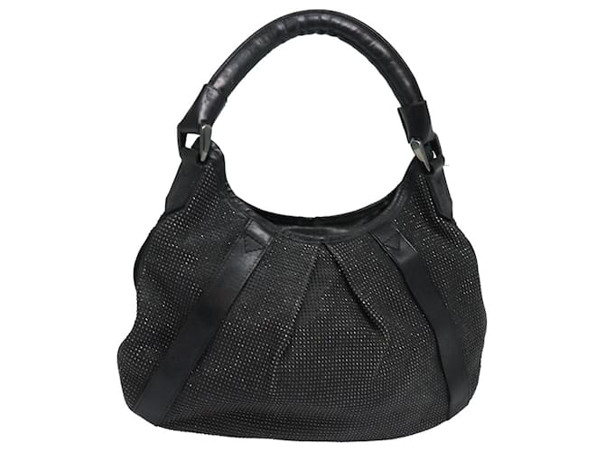 BURBERRY Sac à épaule en cuir noir avec clous Auth ti1805  ref.1525613