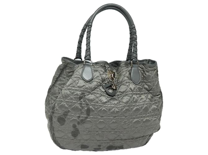 Christian Dior Borsa Lady Dior Canage in nylon grigio Auth 79635 Marrone  ref.1525618