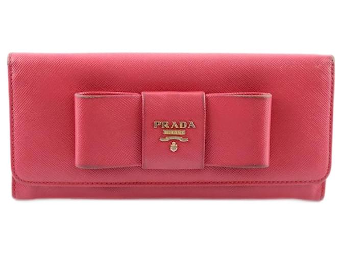 Saffiano Prada Portefeuille en cuir Rose  ref.1525657