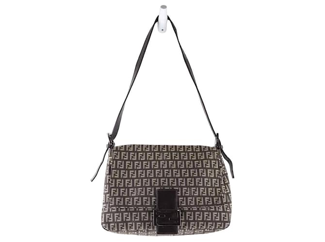 Fendi Sac Mamma Baguette Tissu Marron  ref.1525658