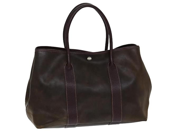 Hermès HERMES Amazonia Garden Party PM Hand Bag Leather Brown Auth bs15868  ref.1525687