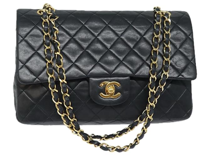 CHANEL Matelassé 25 Sac à Chaîne à Fermeture Tournevis Cuir d'Agneau Noir CC Auth yk13533A  ref.1525700