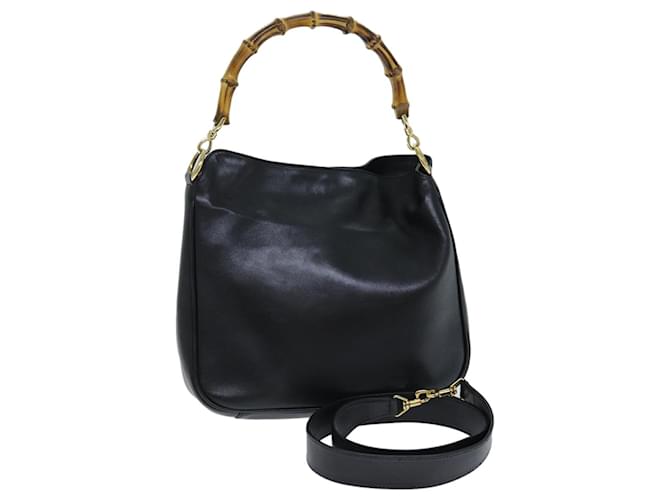 Sac à main en cuir GUCCI Bamboo 2 voies noir 001 2113 1638 Auth 81162  ref.1525714