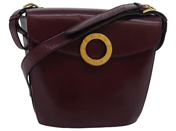 Céline Sac à bandoulière CELINE Circle en cuir rouge Auth am6497  ref.1525734