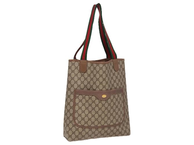 Sac tote en toile GG Gucci Sherry Line en PVC cuir beige vert rouge Auth 81946  ref.1525742