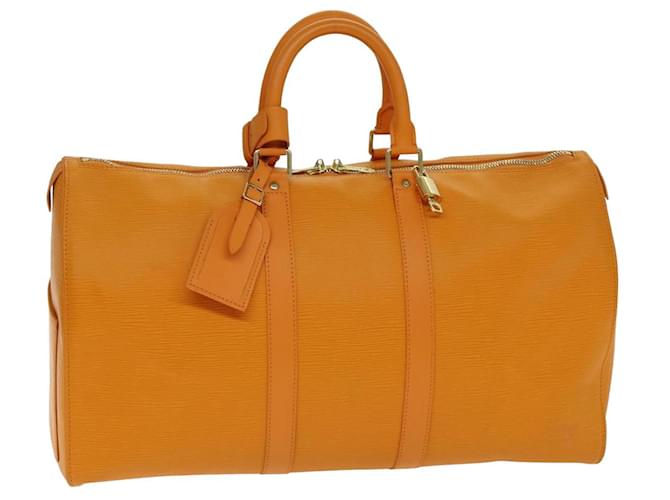 LOUIS VUITTON Epi Keepall 45 Boston Bag Orange Mandarin M5906H LV Auth 81396A Grey Leather  ref.1525745