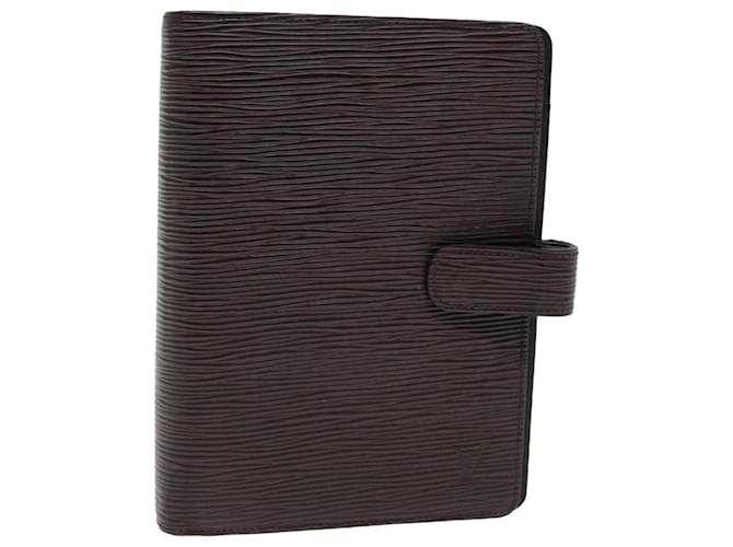 LOUIS VUITTON Epi Agenda MM Couverture de Planificateur de Jour Mocha R2004D LV Auth 81487 Cuir Marron  ref.1525777