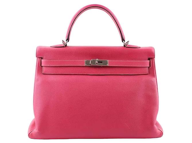 Hermès Kelly 35 leather bag Pink  ref.1525843