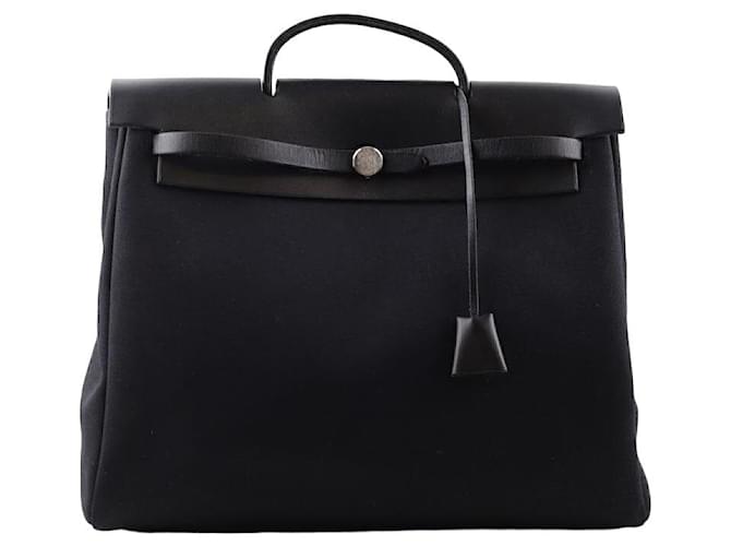 Hermès Sac à main Herbag Tissu Noir  ref.1525848