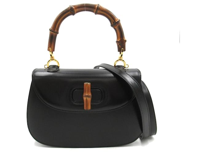 Bolso de Hombro Gucci Bamboo 2 Vías Negro Cuero  ref.1525851