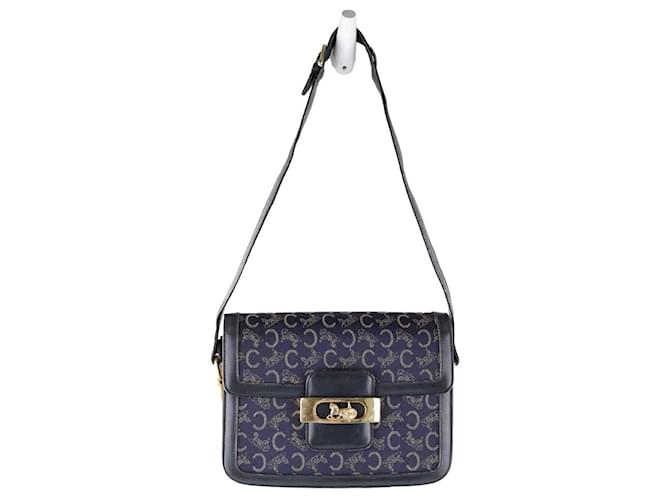 Céline Triomphe Vintage Leather Bag Navy blue  ref.1525861