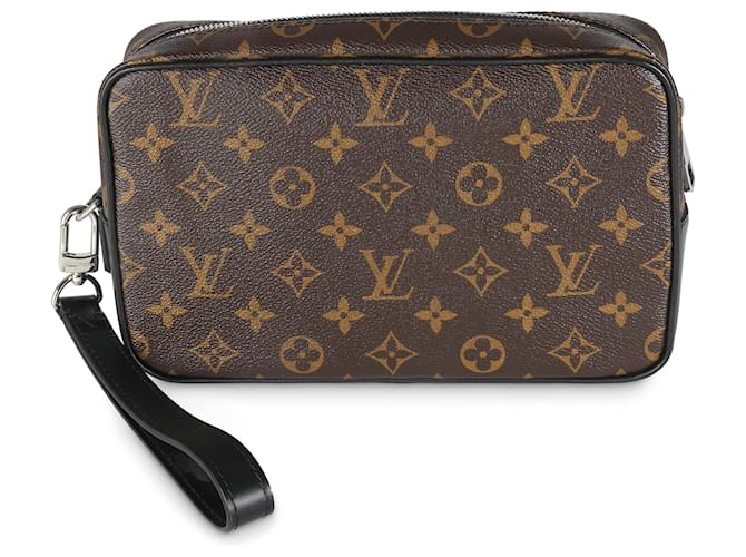 Louis Vuitton Monogram Macassar Canvas Kasai Clutch Brown Black Cloth  ref.1525877