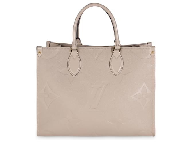 Louis Vuitton Tourterelle Giant Monogram Empreinte Onthego MM Marrom Couro  ref.1525886