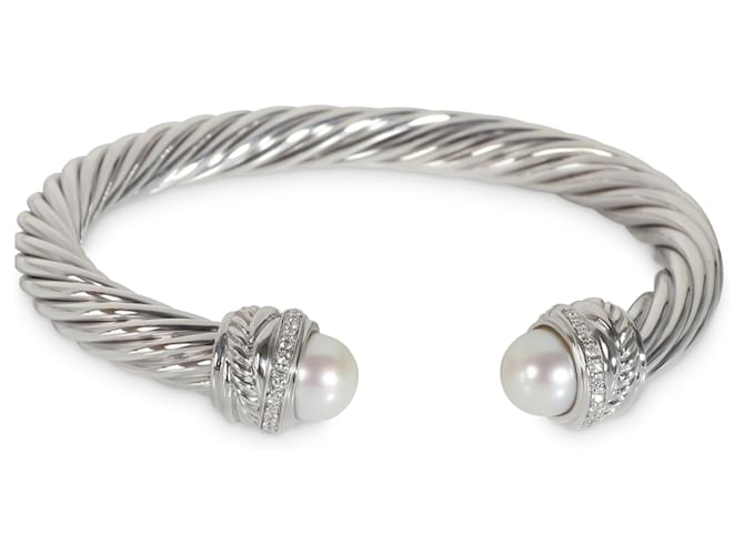 Bracelet en perles croisé David Yurman avec diamants en argent sterling  ref.1525893