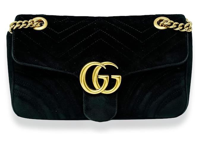 Borsa a spalla Gucci Marmont Small in velluto matelassé nero Panno  ref.1525946